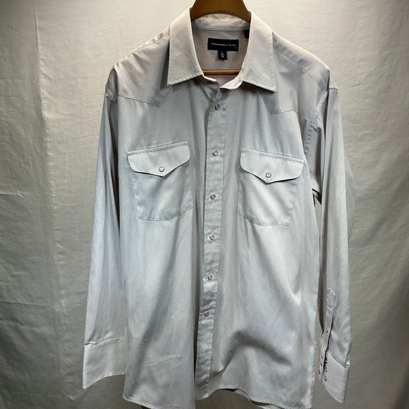 Panhandle Slim Western Shirt Diamond Pattern Snap Button Front L 16‎ 1/2 35 - Picture 7 of 11